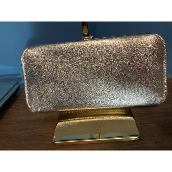 Vintage Silver Clutch Handbag Women Metallic Foil Purse - Picture 5 of 9